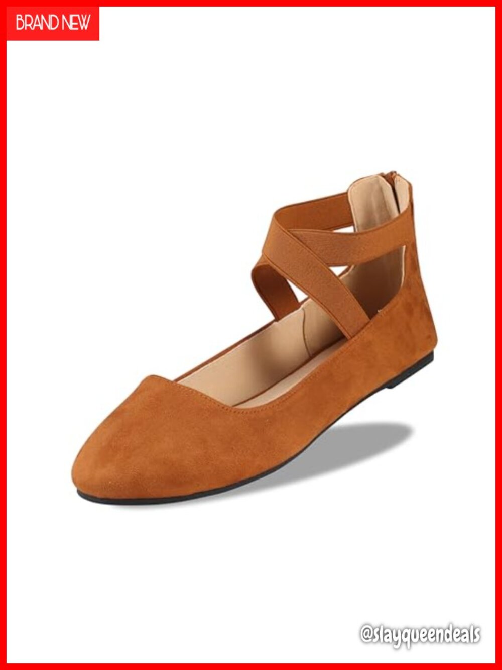 Ankle Strap Flats with Foam Cushioned Insole Criss Cross Elastic Strap